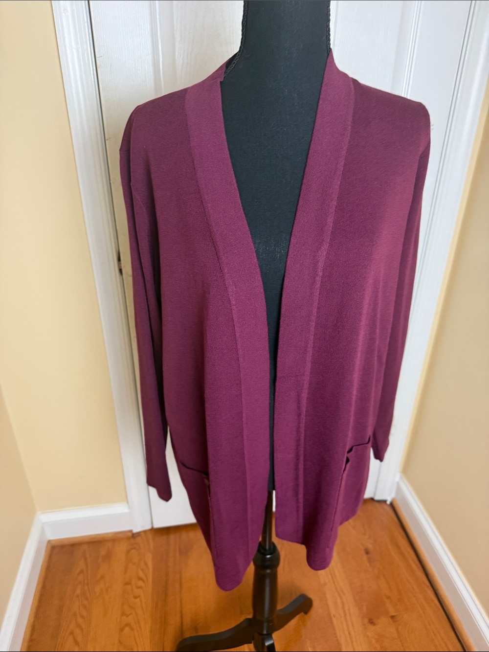 Anne Klein Plum Open-Front Cardigan